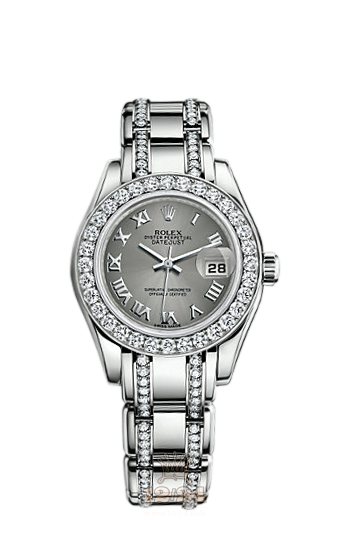 Rolex Pearlmaster Watch 80299-0128 29 mm White gold Case Gray Silver Dial