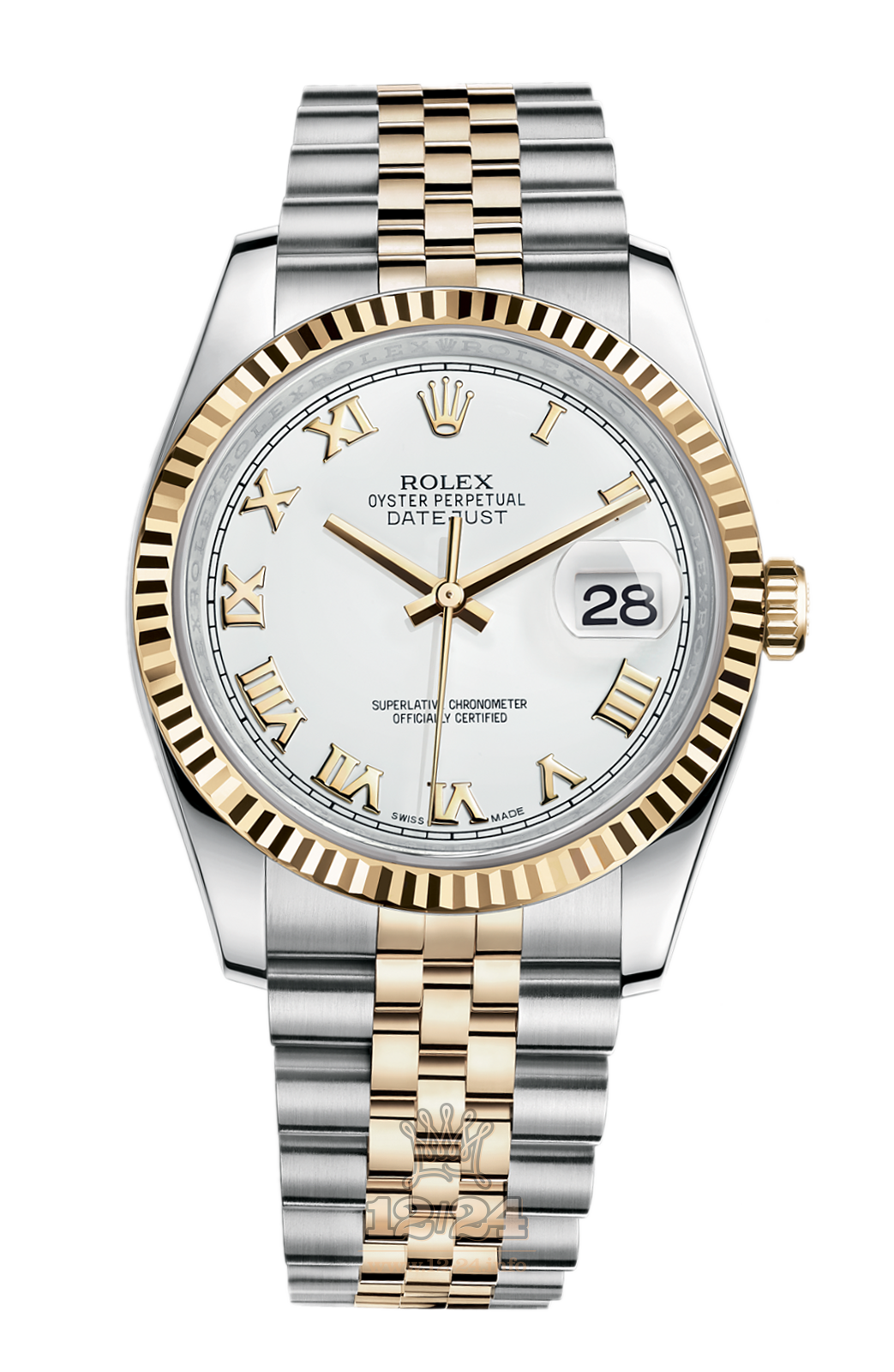 Rolex Datejust Watch 116233-0149 36 mm Steel / Yellow gold Case White Dial