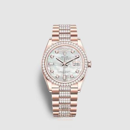 Rolex Day-Date Watch 128345rbr-0030 36 mm Pink gold Case White Dial