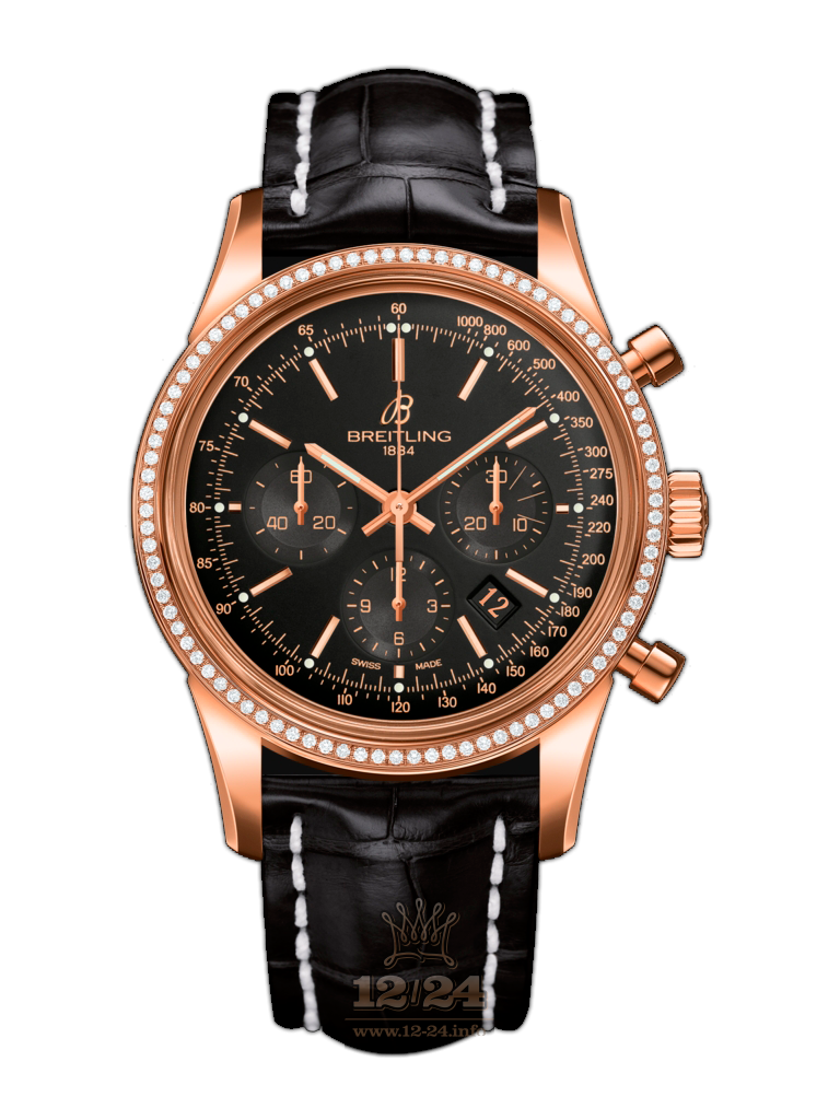 Breitling Transocean Watch RB015253/BB16/743P/R20BA.1 43 mm Red gold Case Black Dial