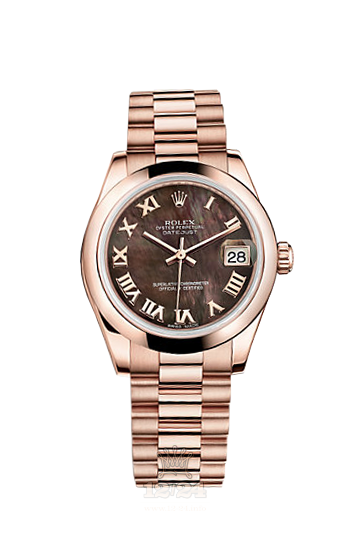 Rolex Datejust Watch 178245f-0021 31 mm Pink gold Case Black Dial