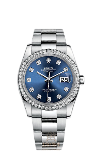 Rolex Datejust Watch 116244-0022 36 mm Steel / White gold Case Dark blue Dial