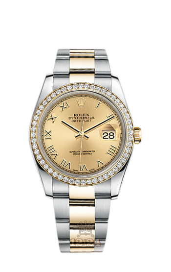 Rolex Datejust Watch 116243-0028 36 mm Steel / Yellow gold Case Golden Dial