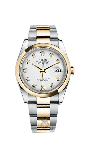 Rolex Datejust Watch 116203-0187 36 mm Steel / Yellow gold Case White Dial