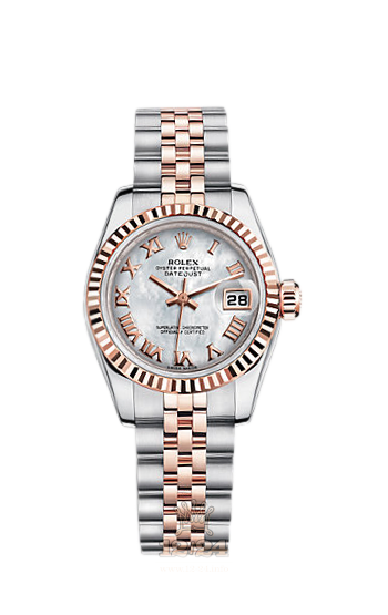 Rolex Lady-Datejust Watch 179171-0063 26 mm Steel / Pink gold Case White Dial