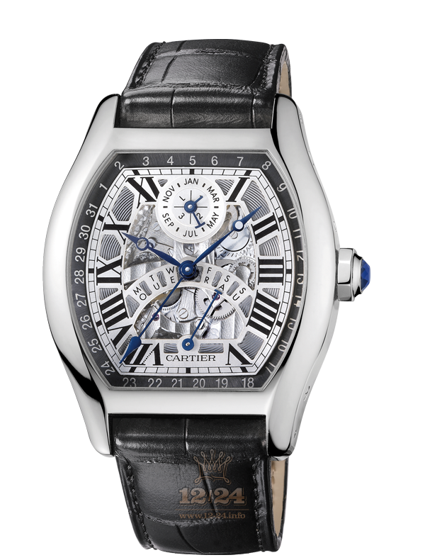 Cartier Tortue Watch W1580048 46 mm White gold Case Gray Silver Dial