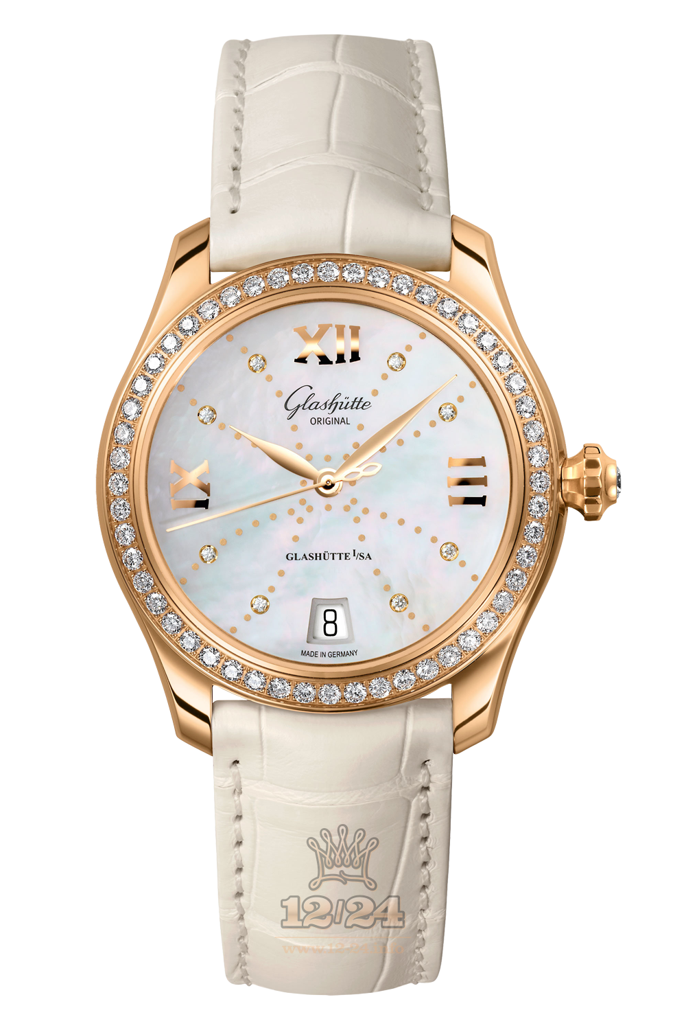 Glashutte Ladies Watch 1-39-22-12-11-04 36 mm Pink gold Case Blue Dial