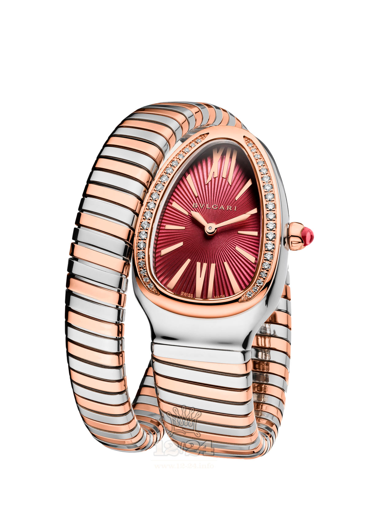 Bvlgari Serpenti Watch 102493 SP35C7SPG.1T 35 mm Steel / Pink gold Case Red Dial