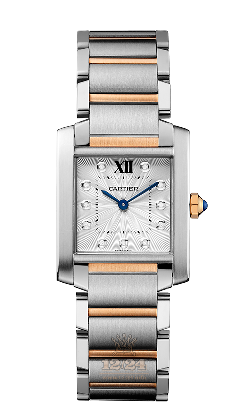 Cartier Tank Watch WE110005 30 mm Steel / Pink gold Case Silver Dial