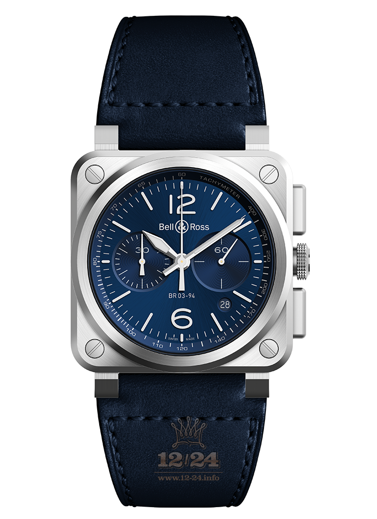 Bell & Ross Instruments Watch BR0394-BLU-ST/SCA 42 mm Stainless steel Case Dark blue Dial