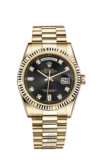 Rolex Day-Date Watch 118238-0076 36 mm Yellow gold Case Black Dial