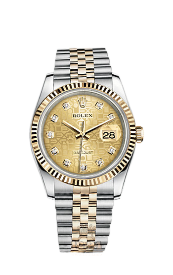 Rolex Datejust Watch 116233-0155 36 mm Steel / Yellow gold Case Golden Dial
