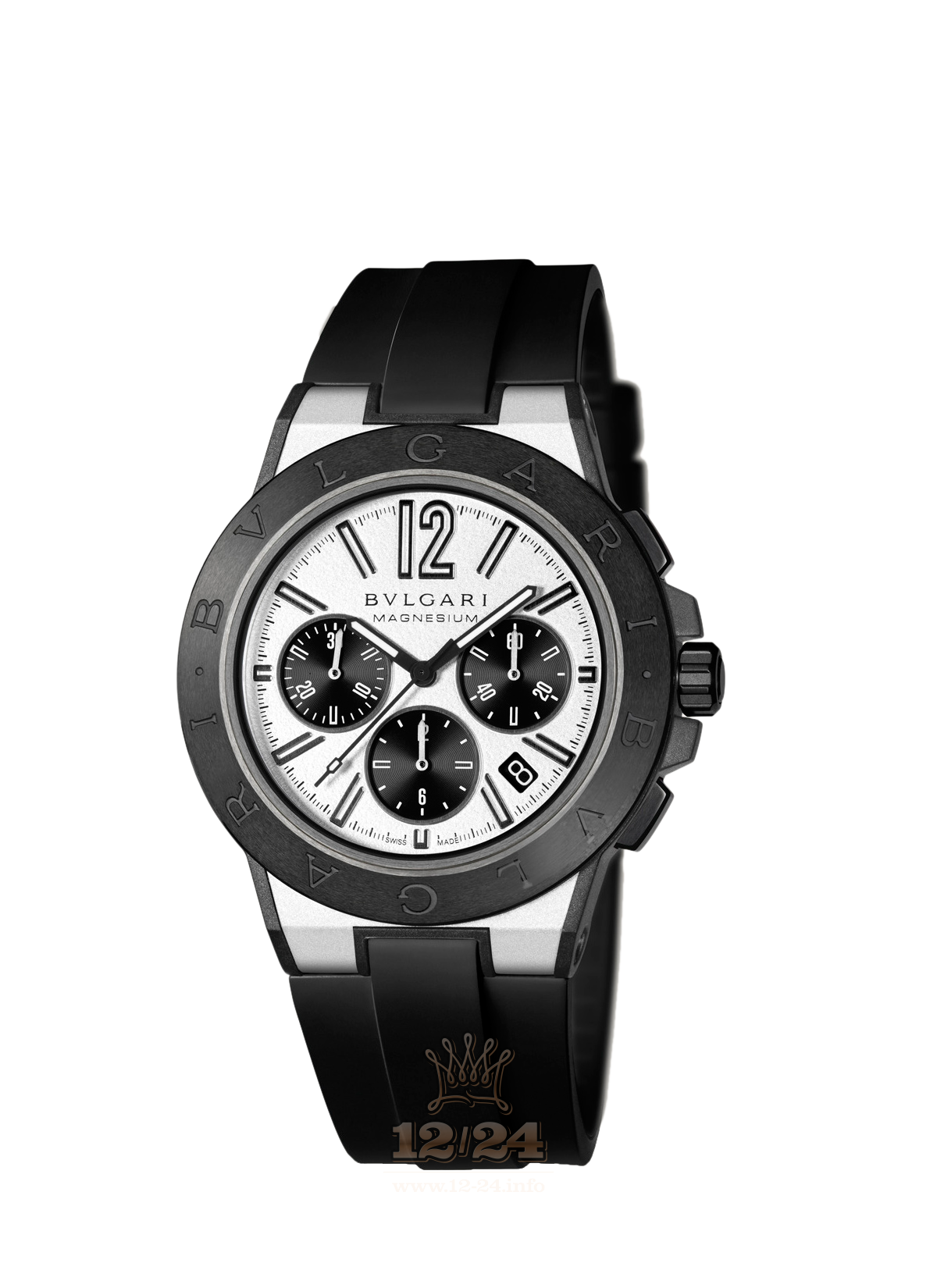 Bvlgari Diagono Watch 102305 DG42WSMCVDCH 42 mm Stainless steel Ceramics Case White Black Dial
