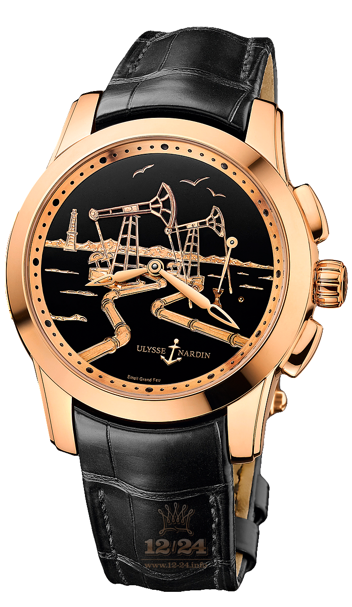 Ulysse Nardin Classic Watch 6106-131/E2-OIL 43 mm Pink gold Case Black Dial
