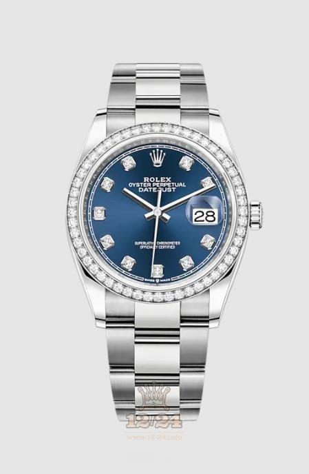 Rolex Datejust Watch 126284rbr-0030 36 mm Stainless steel White gold Case Dark blue Dial