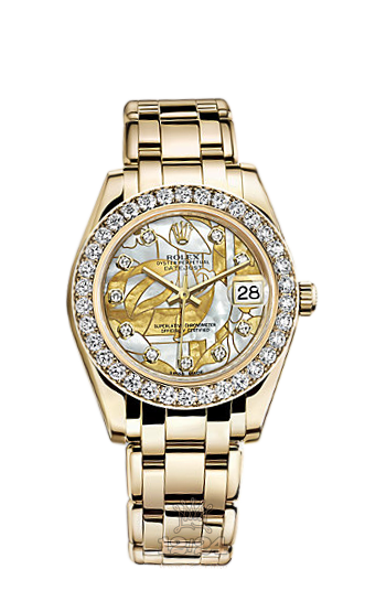 Rolex Pearlmaster Watch 81298-0011 34 mm Yellow gold Case White Golden Dial