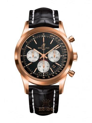 Breitling Transocean Watch RB015212/BF15/743P 43 mm Red gold Case Black Dial