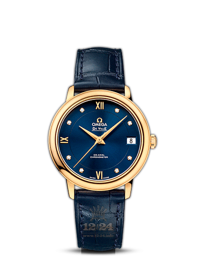 Omega Prestige Watch 424.53.33.20.53.002 33 mm Yellow gold Case Dark blue Dial