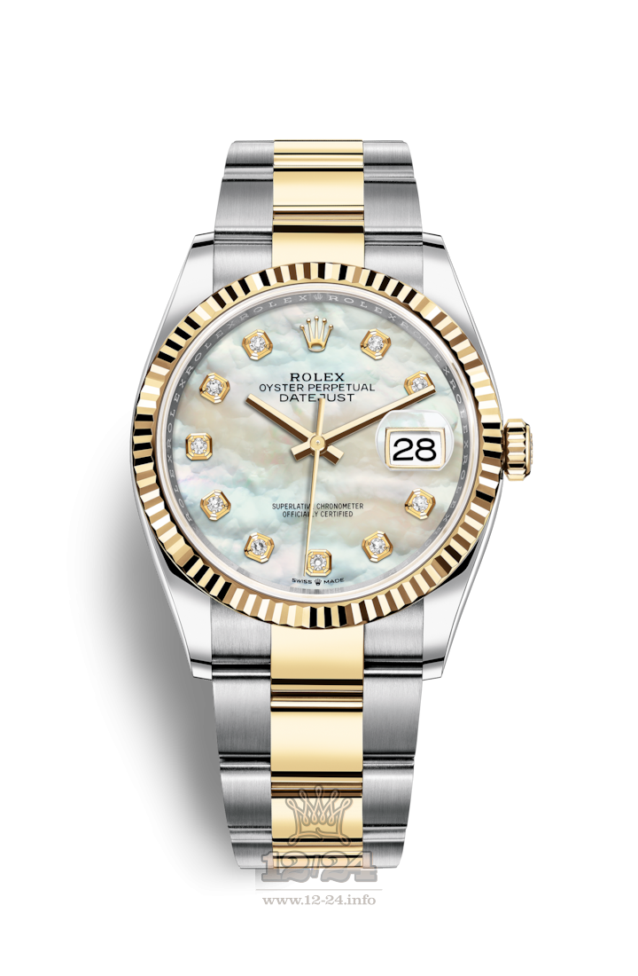 Rolex Datejust Watch 126233-0024 36 mm Steel / Yellow gold Case White Dial