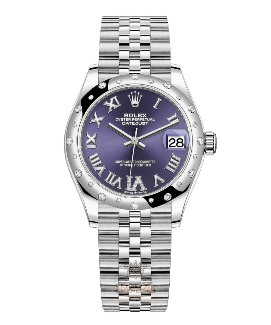 Rolex Datejust Watch 278344rbr-0028 31 mm Stainless steel White gold Case Purple Dial