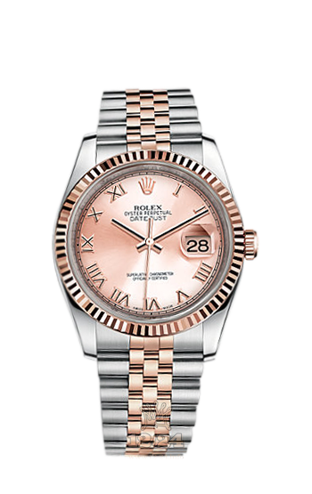 Rolex Datejust Watch 116231-0089 36 mm Steel / Pink gold Case Pink Dial