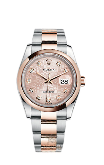 Rolex Datejust Watch 116201-0078 36 mm Steel / Pink gold Case Pink Dial