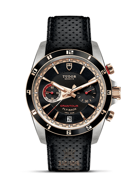 Tudor Grantour Watch M20551N-0002 42 mm Steel / Pink gold Case Black Dial