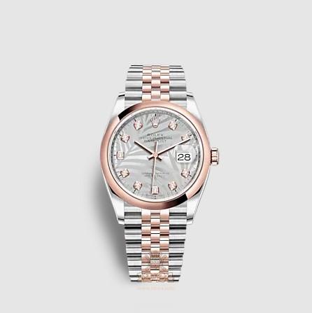 Rolex Datejust Watch 126201-0037 36 mm Stainless steel Pink gold Case Gray Silver Dial