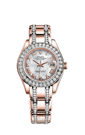 Rolex Pearlmaster Watch 80285-0020 29 mm Pink gold Case White Dial