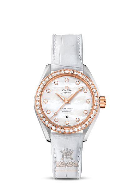 Omega Aqua Terra 150 M Watch 231.28.34.20.55.003 34 mm Steel / Pink gold Case White Dial