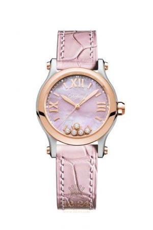 Chopard Happy Sport Watch 278573-6011 Steel / Pink gold Case Pink Dial