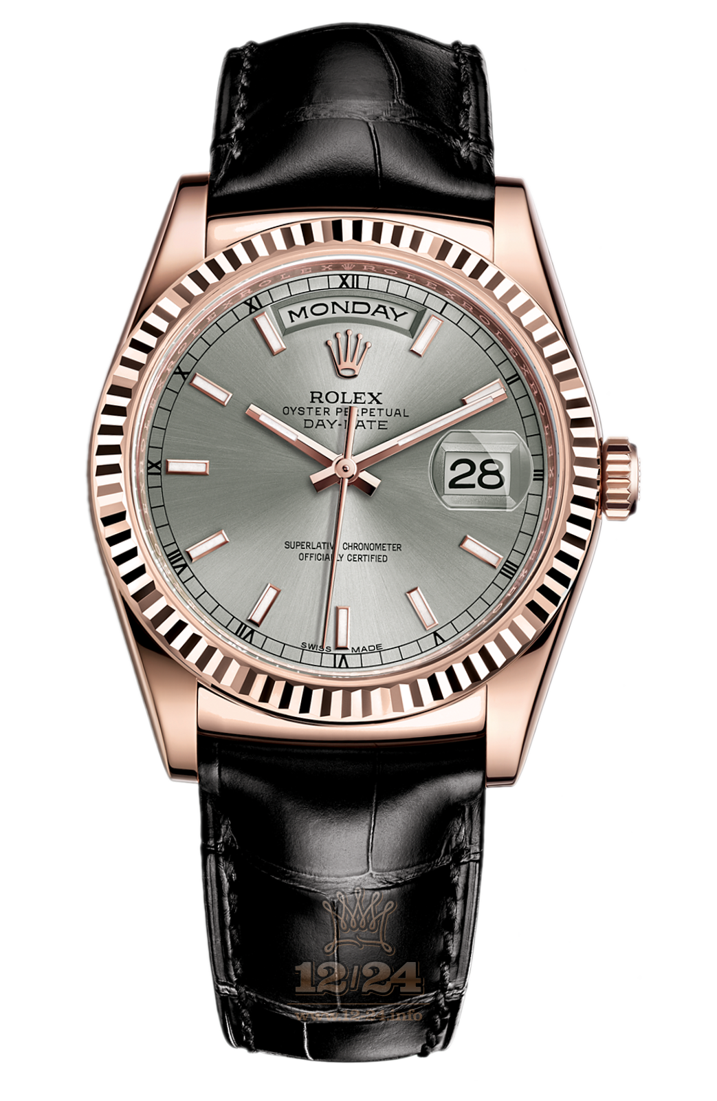 Rolex Day-Date Watch 118135-0005 36 mm Pink gold Case Gray Dial
