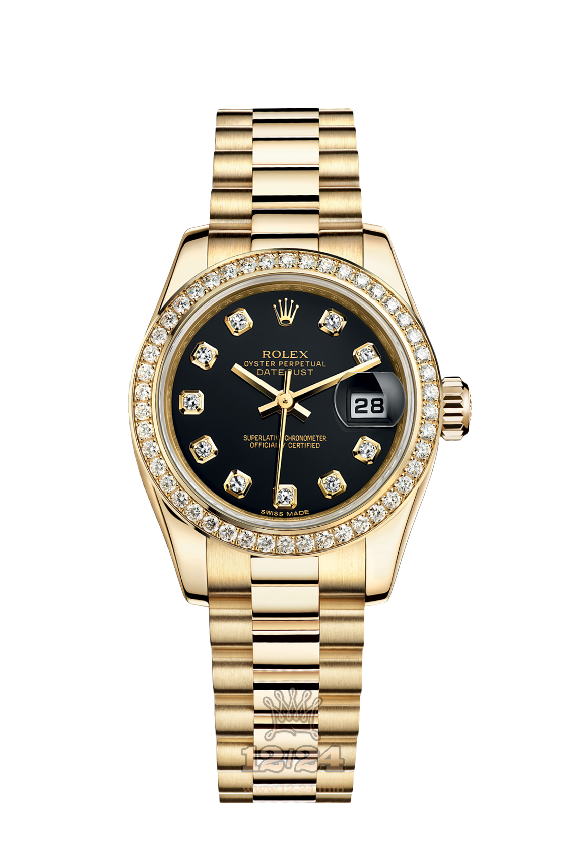 Rolex Lady-Datejust Watch 179138-0037 26 mm Yellow gold Case Black Dial