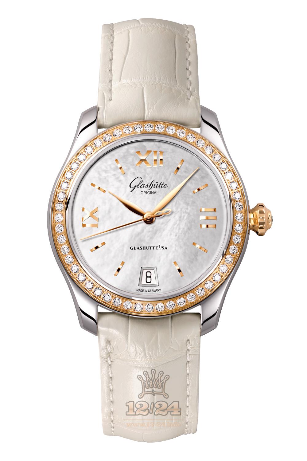 Glashutte Ladies Watch 1-39-22-09-16-04 36 mm Steel / Pink gold Case Silver Dial
