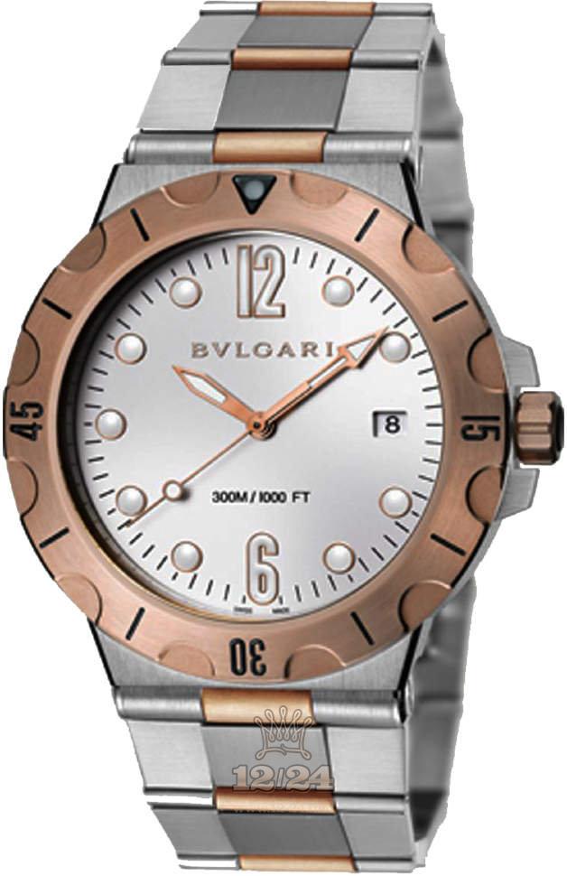 Bvlgari Diagono Watch 102325 DP41WSPGSD 41 mm Steel / Pink gold Case Silver Dial