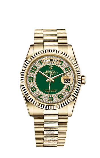 Rolex Day-Date Watch 118238-0237 36 mm Yellow gold Case Green Dial