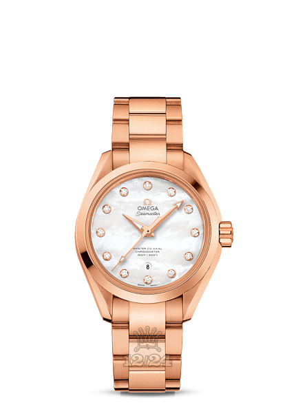Omega Aqua Terra 150 M Watch 231.50.34.20.55.001 34 mm Pink gold Case White Dial