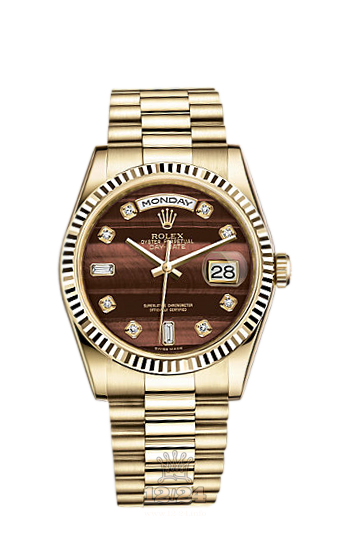 Rolex Day-Date Watch 118238-0409 36 mm Yellow gold Case Red Brown (chocolate) Dial