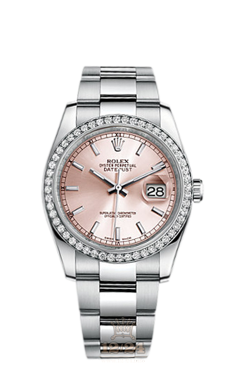 Rolex Datejust Watch 116244-0061 36 mm Steel / White gold Case Pink Dial