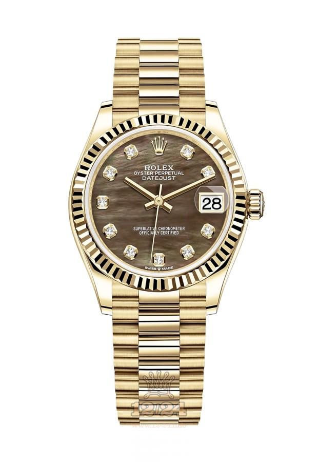 Rolex Datejust Watch 278278-0038 31 mm Yellow gold Case Black Dial