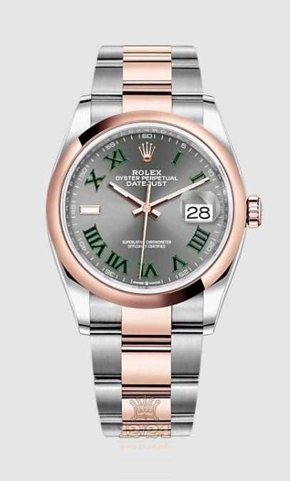 Rolex Datejust Watch 126201-0030 36 mm Stainless steel Pink gold Case Gray Dial
