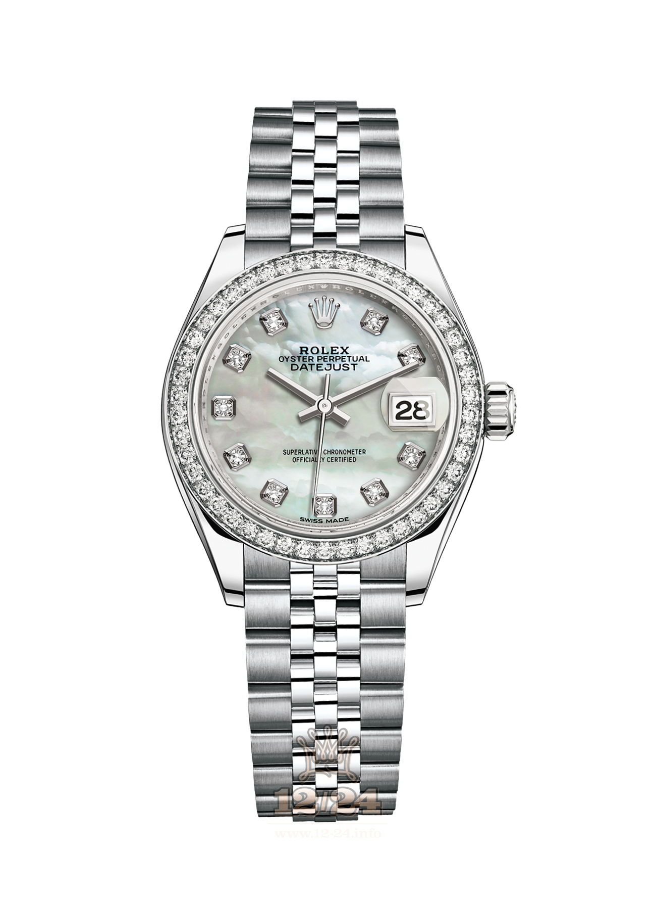 Rolex Datejust Watch 279384rbr-0011 28 mm Steel / White gold Case White Green Dial