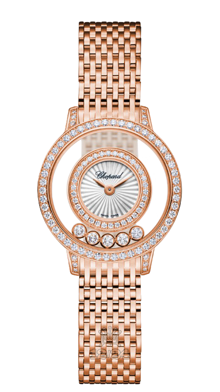 Chopard Happy Diamonds Watch 209411-5001 26 mm Pink gold Case White Silver Dial