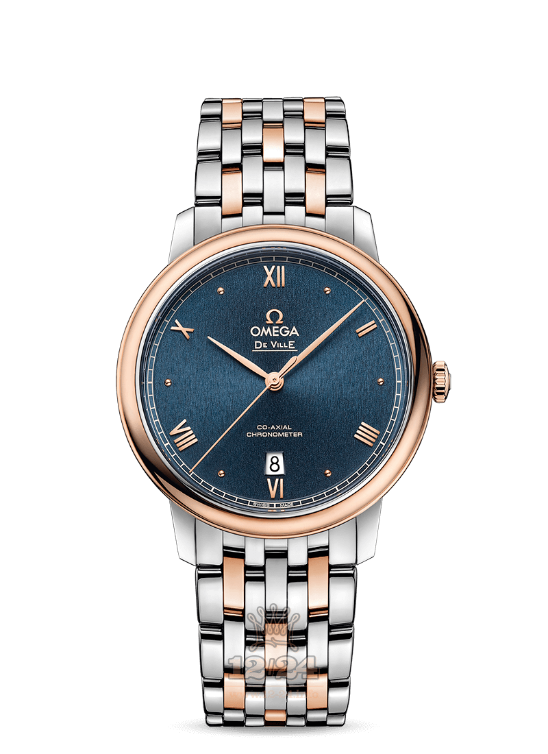 Omega De Ville Watch 424.20.40.20.03.001 40 mm Stainless steel Pink gold Case Dark blue Dial