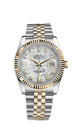Rolex Datejust Watch 116233-0152 36 mm Steel / Yellow gold Case White Dial