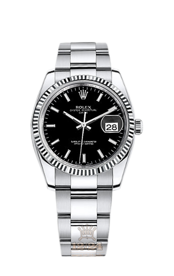 Rolex Datejust Watch 115234-0002 34 mm Steel / White gold Case Black Dial