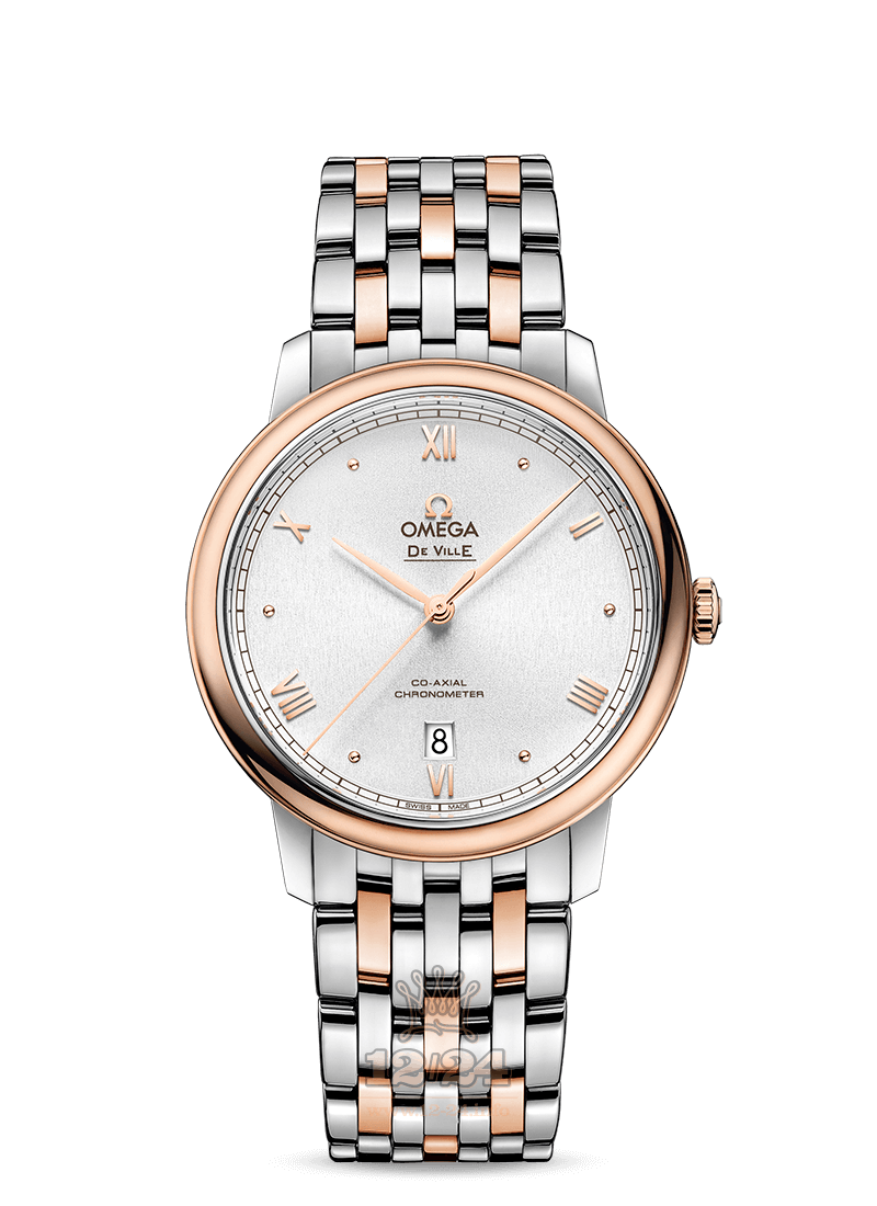 Omega De Ville Watch 424.20.40.20.02.007 40 mm Stainless steel Pink gold Case Silver Dial