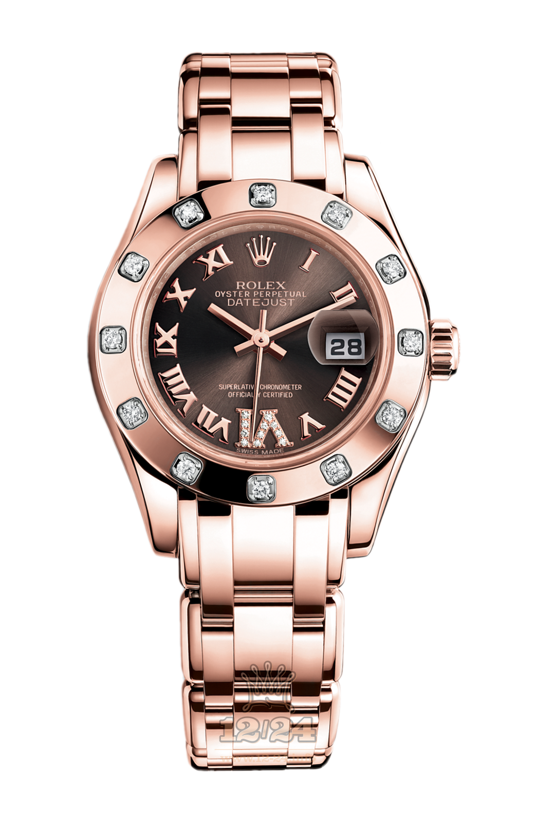 Rolex Lady-Datejust Watch 80315-0013 29 mm Pink gold Case Brown (chocolate) Dial