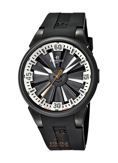 Perrelet Turbine Watch A1047/4 44 mm Stainless steel PVD coating Case Black Silver Dial