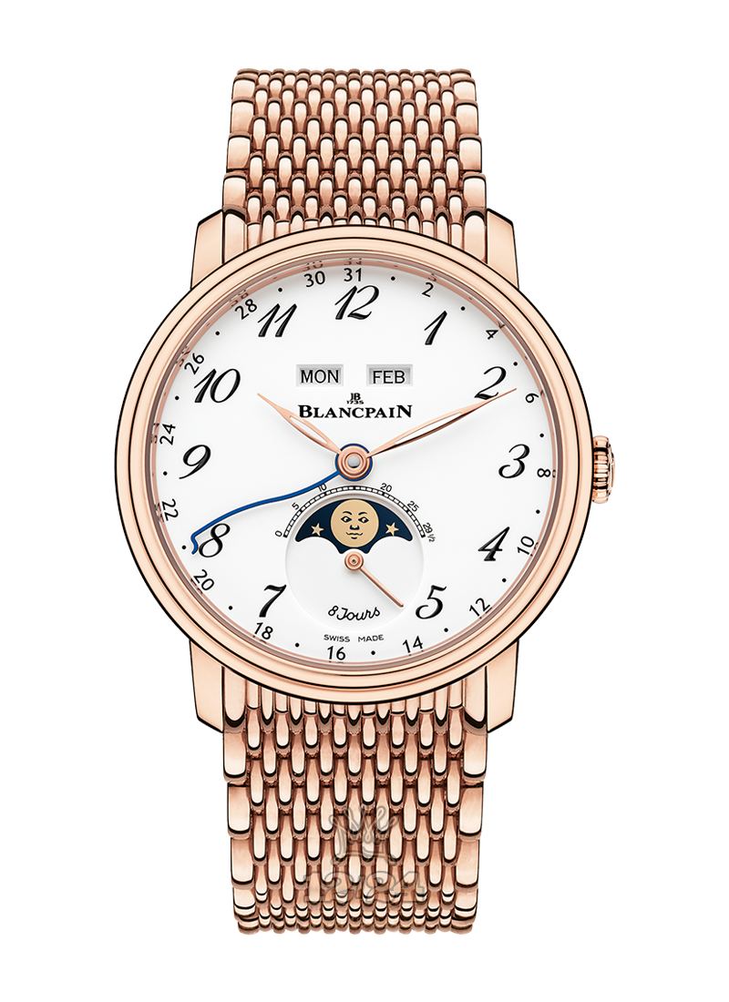Blancpain Villeret Watch 6639A-3631-MMB 42 mm Red gold Case White Dial